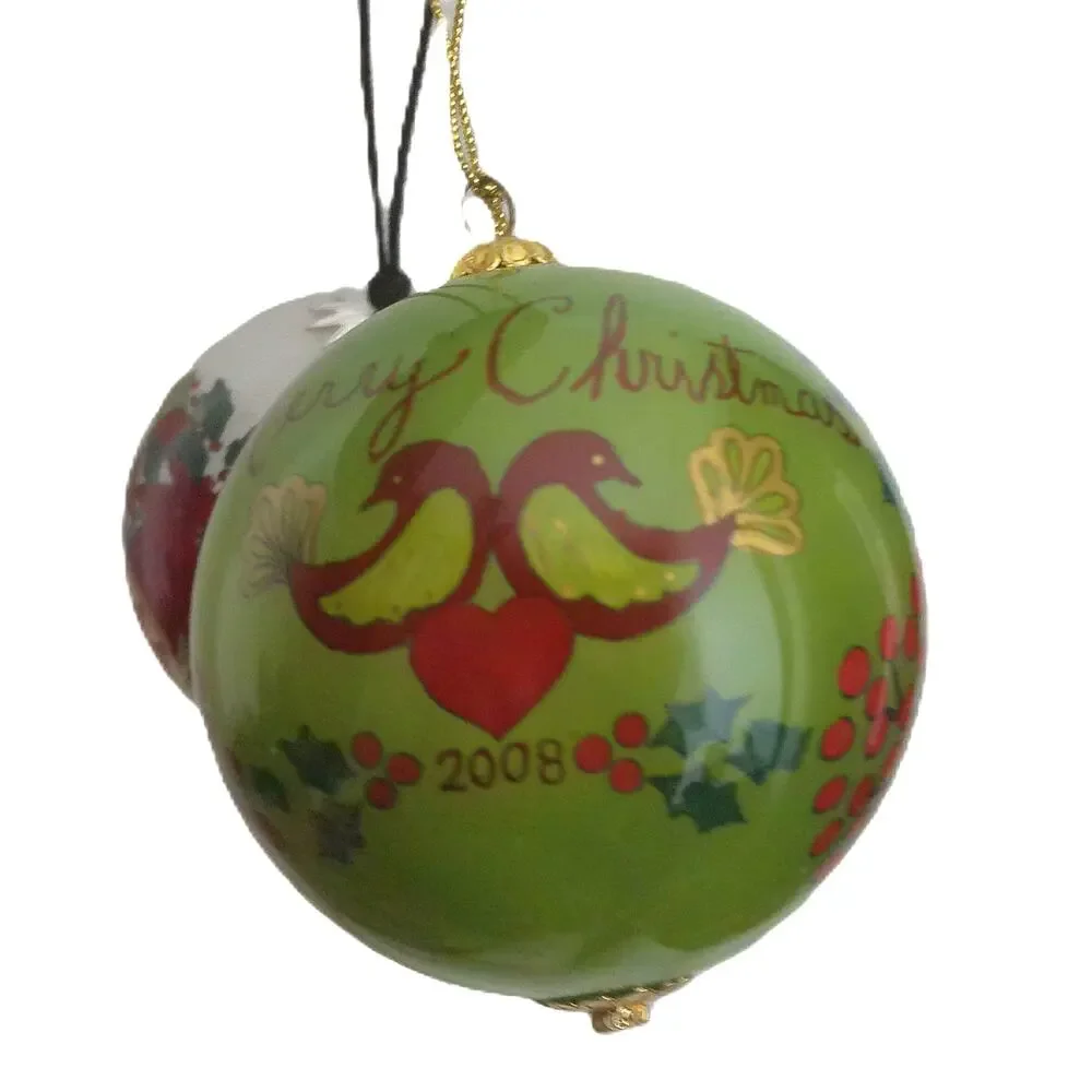 Pier 1 Li Bien 2008 Hand-Painted Christmas Ornaments Glass Ball Set with Boxes